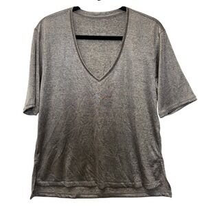 Pilcro & the Letterpress Women's Shimmery Silver‎ V-Neck Short Sleeve Small